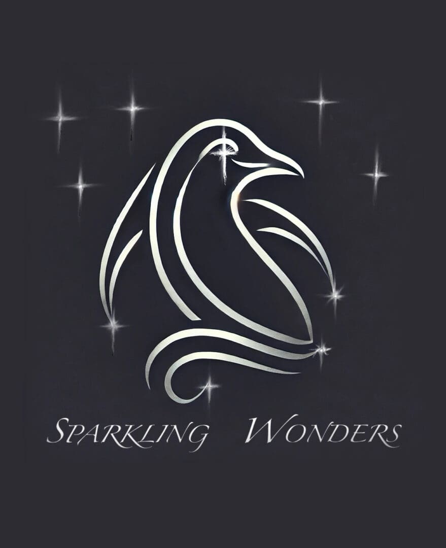 Elegant logo of a stylized bird with sparkling stars.