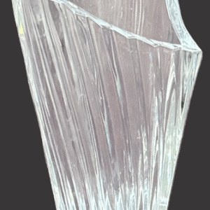 Transparent strands of glass art resembling flowing water.