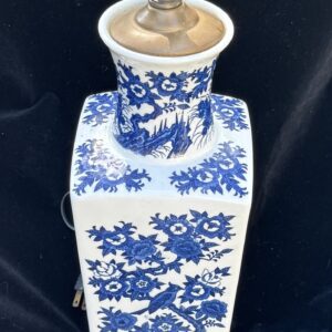 Blue and white porcelain teapot with intricate floral patterns.